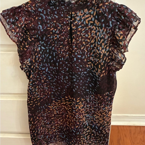 Express Multicolor Ruffle Sleeve Blouse - Picture 2 of 5